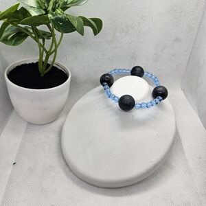 Elegant Black and Blue Beaded Bracelet